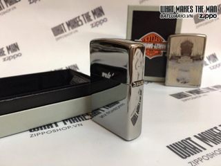 Zippo 28982 - Bật Lửa Polished Chrome Harley Davidson Kiểu Dáng Độc Đáo, Quà Tặng Thích Hợp Cho Người Hâm Mộ Xe Máy