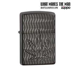 Zippo Armor 29612 - Bật Lửa Khắc Hình Lá Cần Sa Đen Băng - Quà Tặng Dành Cho Người Yêu Thích Cần Sa