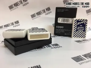 Zippo 29413 - Bật Lửa Zippo Trắng Matte Xanh Dương 1958-59 - Quà Tặng Cho Người Yêu Thích Sưu Tầm
