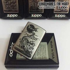 Bật Lửa Zippo 205 Khắc Vượng - Bộ Tứ Quý An Khang Thịnh Vượng - Quà Tặng Sang Trọng Cho Người Thích Sưu Tầm