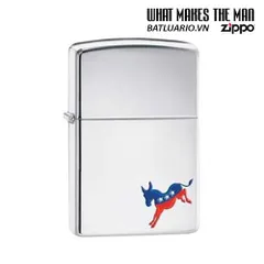 Bật Lửa Zippo 29073 - Mẫu Bóng Chày Dân chủ Bằng Chrome - Quà Tặng Cho Những Người Yêu Thích Chính Trị