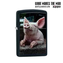 Zippo 29394 - Bật Lửa Matte Đen Họa Tiết Lợn Mơ Mộng - Quà Tặng Dành Cho Người Yêu Thích Zippo