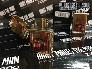 Zippo 29420 Bật Lửa Bằng Đồng Màu Bóng - Hình Cây Dừa Hoàng Hôn - Quà Tặng Thích Hợp Cho Người Yêu Thích Du Lịch