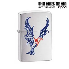 Bật Lửa Zippo Tattoo Eagle Brushed Chrome - Bật Lửa Zippo Cao Cấp với Hình Ảnh Đại Bàng, Quà Tặng Cho Fan Văn Hóa Pop