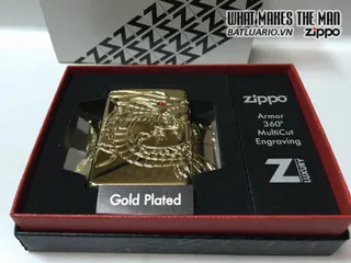 Zippo 29265 - Zippo Armor Bật Lửa Rồng Mắt Đỏ Khắc 360 Độ Mạ Vàng - Quà Tặng Phong Cách Thời Trang