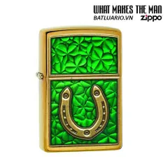 Zippo 29243 - Zippo Bật Lửa Hình Cỏ 4 Lá và Biểu Tượng Nhẫn Ngựa - Quà Tặng Yêu Thích cho Người Sưu Tập