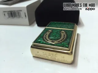 Zippo 29243 - Zippo Bật Lửa Hình Cỏ 4 Lá và Biểu Tượng Nhẫn Ngựa - Quà Tặng Yêu Thích cho Người Sưu Tập