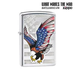 Bật Lửa Zippo 28449 - Bật Lửa Eagle Flag Bằng Chrome Đánh Bóng - Quà Tặng Độc Đáo Cho Người Yêu Thích Mỹ Quốc
