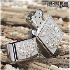 Bật lửa zippo 20904 - Bật lửa zippo Bling Emblem bóng Crôm