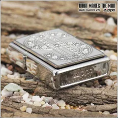 Bật lửa zippo 20904 - Bật lửa zippo Bling Emblem bóng Crôm