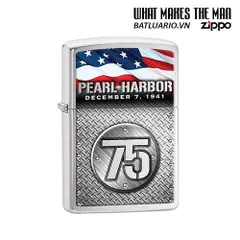 Zippo Mừng Kỷ Niệm 75 Năm Trận Trân Châu Cảng - Bật Lửa Chrome Xước - Quà Tặng Nghệ Thuật Cho Fan Lịch Sử