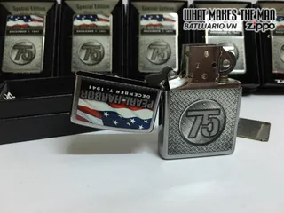 Zippo Mừng Kỷ Niệm 75 Năm Trận Trân Châu Cảng - Bật Lửa Chrome Xước - Quà Tặng Nghệ Thuật Cho Fan Lịch Sử