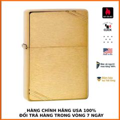 Bật Lửa Zippo 240 Vintage Đồng Vàng Xước - Chặt Góc 1937, Thiết Kế Cổ Điển, Bảo Hành Trọn Đời, Quà Tặng Độc Đáo