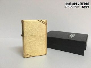 Bật Lửa Zippo 240 Vintage Đồng Vàng Xước - Chặt Góc 1937, Thiết Kế Cổ Điển, Bảo Hành Trọn Đời, Quà Tặng Độc Đáo