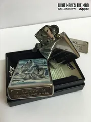 Zippo 28002 - Bật Lửa Mazzi Hình Sói Hú Bằng Chrome Chải - Quà Tặng Thích Hợp Cho Người Yêu Thiên Nhiên