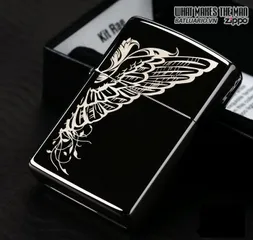 Bật Lửa Zippo 24802 Wing Black Ice - Bật Lửa Chất Liệu Kim Loại Đen Sang Trọng, Quà Tặng Thời Trang Cho Fan Zippo