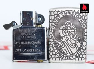 Bật lửa Zippo 49160 Armor® - Thiết kế Huy chương Thánh Christopher Bằng bạc cổ điển, Quà tặng độc đáo cho tín đồ Zippo