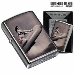 Bật Lửa Zippo Rocket Girl Street Chrome - Mẫu 28461 Độc Đáo Nhập Khẩu, Quà Tặng Thú Vị Cho Fan Hâm Mộ