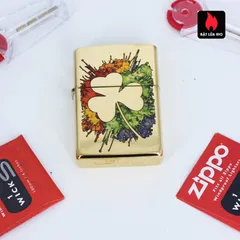 Bật Lửa Zippo 49125 - Thiết Kế Graffiti Clover Bằng Đồng Bóng Sang Trọng - Quà Tặng Hoàn Hảo Cho Người Yêu Thích Zippo