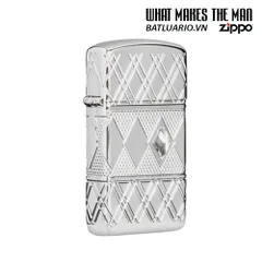 Bật lửa Zippo 49052 - Zippo Slim® Armor® Đường Kẻ Kim Cương Chrome Cao Bóng - Quà Tặng Thời Trang Nam Chính Hãng