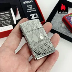 Bật lửa Zippo 49052 - Zippo Slim® Armor® Đường Kẻ Kim Cương Chrome Cao Bóng - Quà Tặng Thời Trang Nam Chính Hãng