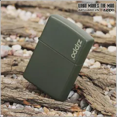 Bật Lửa Zippo 221ZL – Bật Lửa Xanh Matte Với Logo Zippo – Quà Tặng Phong Cách và Sang Trọng