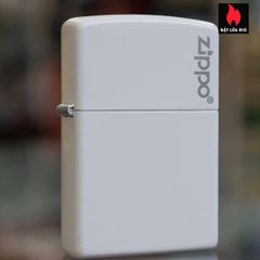 Bật Lửa Zippo 214ZL - Bật Lửa Trắng Mờ Có Logo, Chống Gió, Quà Tặng Sang Trọng, Hàng Nhập Mỹ, Bảo Hành Trọn Đời