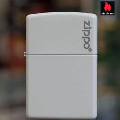 Bật Lửa Zippo 214ZL - Bật Lửa Trắng Mờ Có Logo, Chống Gió, Quà Tặng Sang Trọng, Hàng Nhập Mỹ, Bảo Hành Trọn Đời