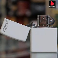Bật Lửa Zippo 214ZL - Bật Lửa Trắng Mờ Có Logo, Chống Gió, Quà Tặng Sang Trọng, Hàng Nhập Mỹ, Bảo Hành Trọn Đời