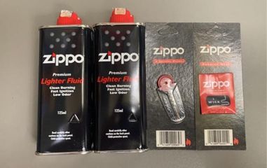 Combo Hàng Chính Hãng Zippo - 2 Chai Xăng 125ml, 1 Vỉ Đá Lửa, 1 Vỉ Bấc - Phụ Kiện Bảo Đảm Hiệu Quả và An Toàn Sử Dụng