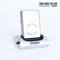 Bật Lửa Zippo U.S. Marines Corps Satin Chrome 49150 - Quà Tặng Độc Đáo Nhân Kỷ Niệm Quân Đội Hoa Kỳ