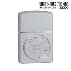 Zippo US Navy® Satin Chrome - Bật Lửa Chính Hãng Vỏ Đồng Thau Khắc Biểu Tượng Hải Quân Mỹ, Bảo Hành Trọn Đời