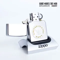 Zippo US Navy® Satin Chrome - Bật Lửa Chính Hãng Vỏ Đồng Thau Khắc Biểu Tượng Hải Quân Mỹ, Bảo Hành Trọn Đời