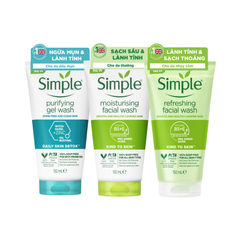 Sữa Rửa Mặt Simple 150ml - Làm Sạch Dịu Nhẹ, Cấp Ẩm, Không Cồn & Hương Liệu - Phù Hợp Da Nhạy Cảm, Dưỡng Ẩm, Sáng Khỏe