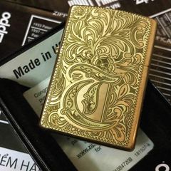 Zippo 204B Khắc Chữ T Hoa Văn Venetian 5 Mặt - Bật Lửa Sang Trọng Chống Gió, Quà Tặng Thú Vị Cho Fan Zippo