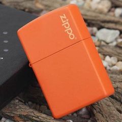 Bật Lửa Zippo 231ZL - Màu Cam Nhám với Logo Zippo - Hàng Mỹ, Kháng Gió và Bảo Hành Trọn Đời