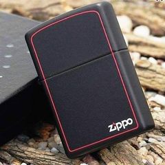 Zippo 218ZB Bật Lửa Matte Đen - Thiết Kế Độc Đáo với Logo và Viền Zippo - Quà Tặng Cho Người Yêu Thích Zippo