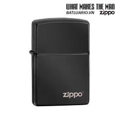 Bật Lửa Zippo 24756ZL - Vỏ Đồng Thau Mạ Chrome Đen Khắc Logo Zippo - Chống Gió, Hàng Nhập Khẩu Mỹ, Bảo Hành Trọn Đời
