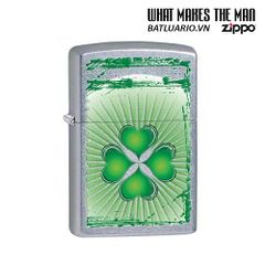 Bật Lửa Zippo 28659 Clover Grunge Chrome - Thiết Kế Sang Trọng, Chính Hãng Mỹ, Biểu Tượng May Mắn Cỏ Bốn Lá