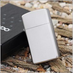 Bật Lửa Zippo Slim 1605 Satin Chrome - Bật Lửa Mini Kháng Gió, Quà Tặng Sang Trọng từ Mỹ