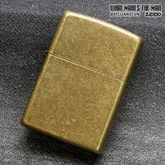 Bật Lửa Zippo Antique Brass 201FB - Đồng Vàng Giả Cổ, Chống Gió, Chính Hãng Mỹ - Hộp Quà Tặng Thân Thiện Môi Trường