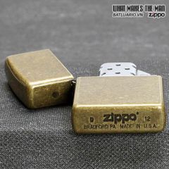 Bật Lửa Zippo Antique Brass 201FB - Đồng Vàng Giả Cổ, Chống Gió, Chính Hãng Mỹ - Hộp Quà Tặng Thân Thiện Môi Trường