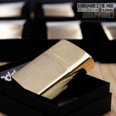Bật Lửa Zippo Brushed Brass - Mẫu Độc Đáo Khắc Chữ, Chống Gió, Âm Thanh Bật Nắp Đặc Trưng, Hộp Quà Tặng Thân Thiện Môi Trường