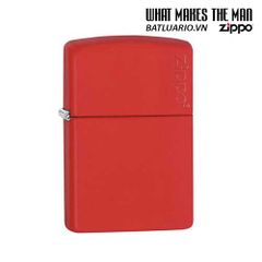 Bật Lửa Zippo 233ZL Đỏ Nhám Có Logo - Hộp Quẹt Sang Trọng, Chống Gió, Thiết Kế Đẹp, Quà Tặng Chất Lượng Mỹ