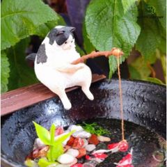 Mèo Trang Trí Bể Cá Tiểu Cảnh - Đồ Trang Trí Hồ Cá Dễ Thương Câu Cá Giả Kim Loại Bằng Nhựa Chất Lượng Cao, Kích Thước 4cm
