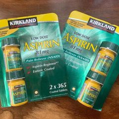 Viên uống Kirkland Low Dose Aspirin 81mg (2×365 viên) - Hỗ trợ sức khỏe tim mạch, giảm nguy cơ đột quỵ, chống viêm hiệu quả