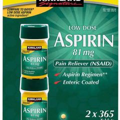 Viên uống Kirkland Low Dose Aspirin 81mg (2×365 viên) - Hỗ trợ sức khỏe tim mạch, giảm nguy cơ đột quỵ, chống viêm hiệu quả