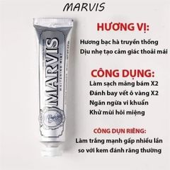 Kem Đánh Răng Marvis Whitening Mint 85ml - Trắng Sáng Răng, Hương Bạc Hà Tươi Mát - Sản Phẩm Chăm Sóc Răng Miệng Cao Cấp