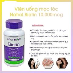 Viên ngậm Natrol Biotin Beauty 10000mcg - Hỗ trợ làm đẹp tóc, da, móng chắc khỏe, sản phẩm chức năng chất lượng từ Mỹ
