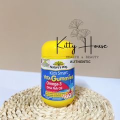 Nature's Way Kids Smart Vita Gummies Omega-3 DHA Fish Oil Trio - Viên Kẹo Dẻo Bổ Não và Mắt cho Trẻ Em Từ 2 Tuổi, 60 Viên